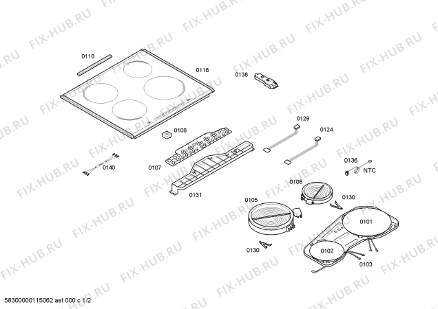 Схема №1 3ET800XP с изображением Блок подключения для плиты (духовки) Bosch 00602017
