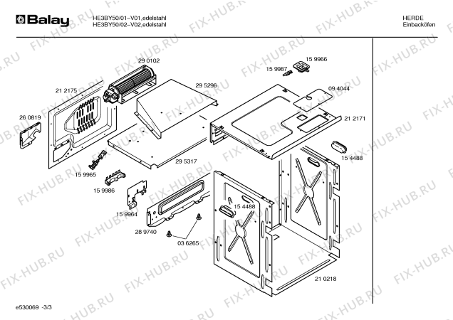 Взрыв-схема плиты (духовки) Balay HE3BY50 - Схема узла 03