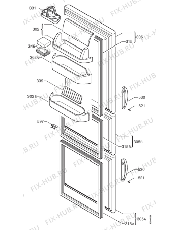 Взрыв-схема холодильника Electrolux ER8620H - Схема узла Door 003