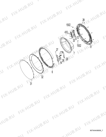 Схема №1 AWZ9614F с изображением Клавиша для стиралки Whirlpool 482000020683