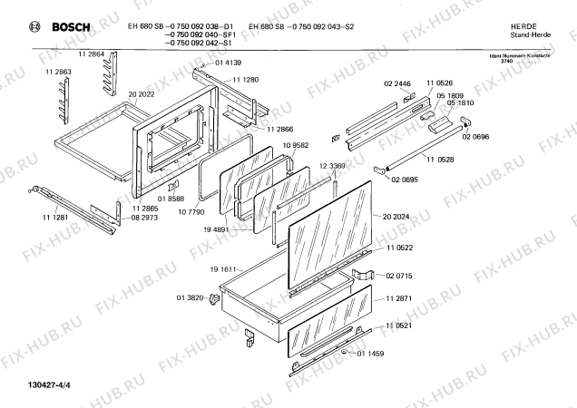 Взрыв-схема плиты (духовки) Bosch 0750092042 EH680SB - Схема узла 04