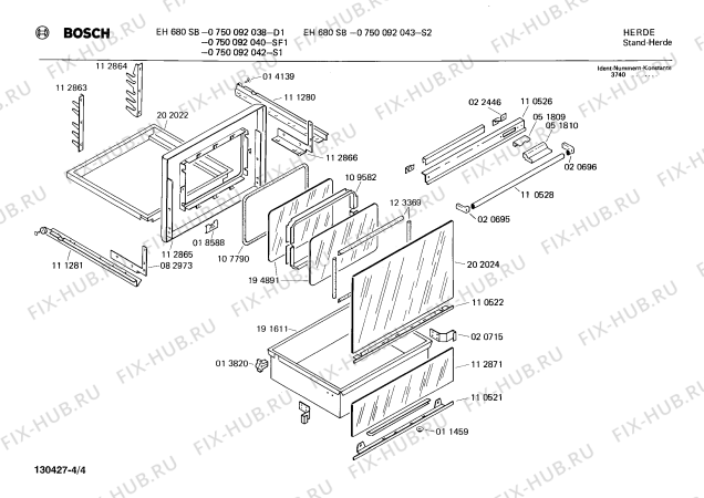 Взрыв-схема плиты (духовки) Bosch 0750092043 EH680SB - Схема узла 04