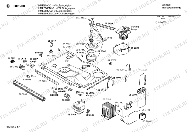 Схема №3 HME8580NL с изображением Панель для микроволновой печи Bosch 00287164