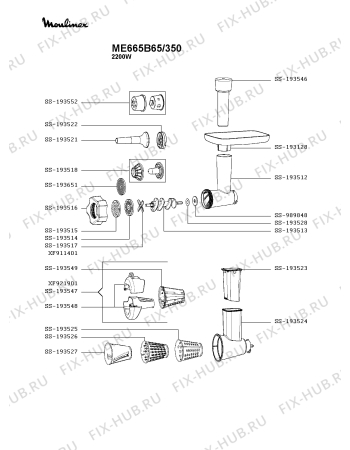 Взрыв-схема мясорубки Moulinex ME665B65/350 - Схема узла WP004182.8P3