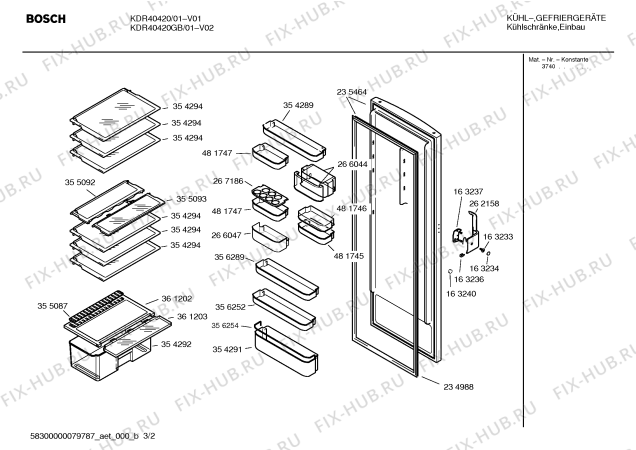 Взрыв-схема холодильника Bosch KDR40420GB - Схема узла 02