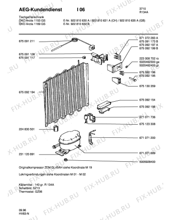 Взрыв-схема холодильника Aeg ARC1153 GS CH - Схема узла Freezer cooling system