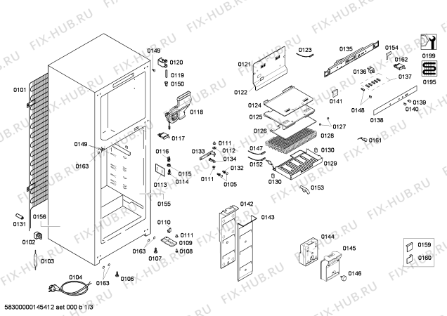 Схема №3 KD40NX73NE с изображением Дверь морозильной камеры для холодильной камеры Siemens 00681251