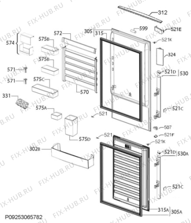 Взрыв-схема холодильника Electrolux EN3489MFW - Схема узла Door 003