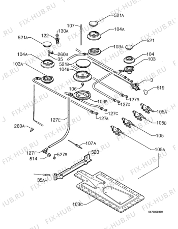 Взрыв-схема плиты (духовки) Rex Electrolux RB650GSA - Схема узла Functional parts 267