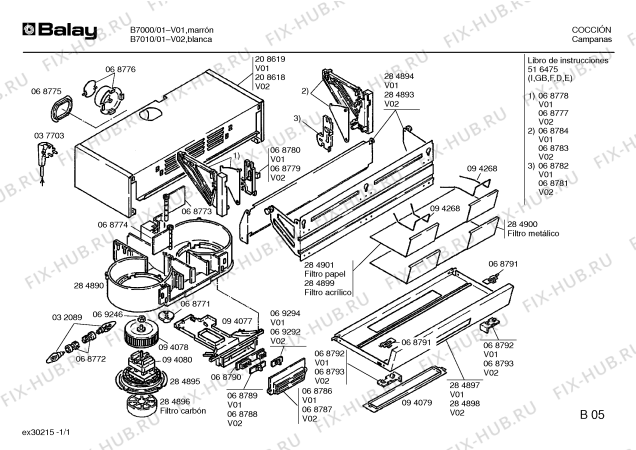 Схема №1 B7010X с изображением Направляющая для вентиляции Bosch 00068781