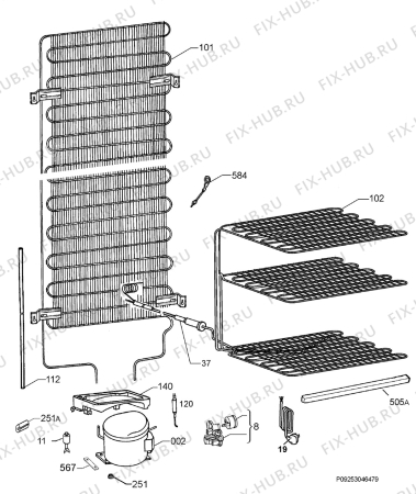 Взрыв-схема холодильника Zanussi ZRB929PW - Схема узла Cooling system 017