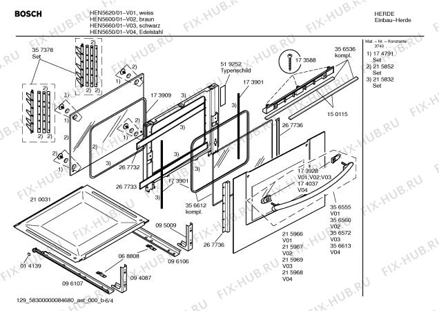 Взрыв-схема плиты (духовки) Bosch HEN5600 - Схема узла 04