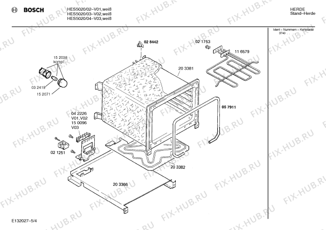 Схема №2 HES5020 с изображением Панель для духового шкафа Bosch 00286804