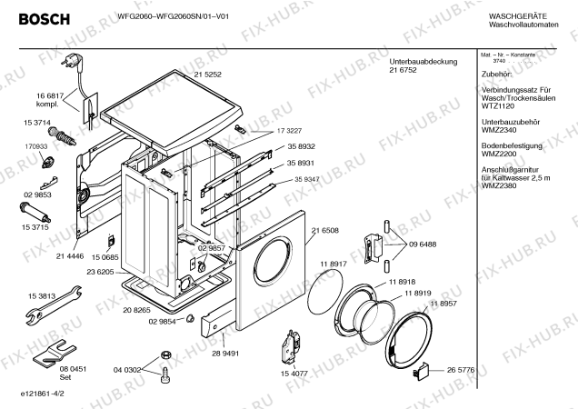 Схема №2 WFG2060SN WFG2060 с изображением Панель управления для стиральной машины Bosch 00360924