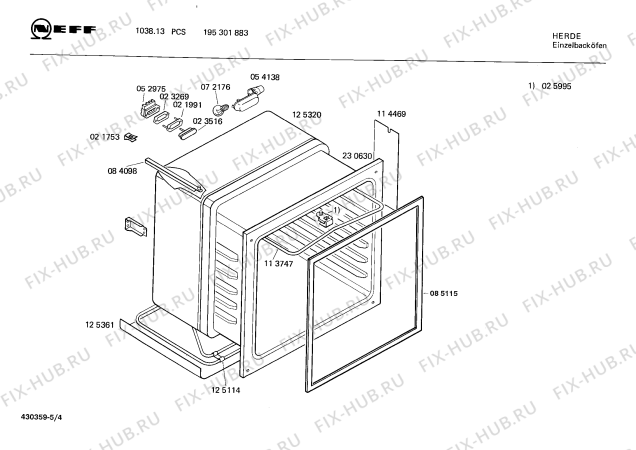 Взрыв-схема плиты (духовки) Neff 195301883 1038.13PCS - Схема узла 04