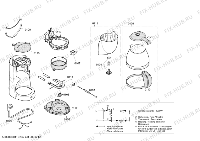 Схема №1 TC24010NCH с изображением Уплотнитель для кофеварки (кофемашины) Bosch 00600449