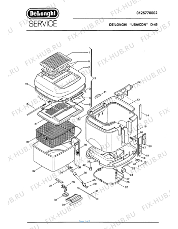 Схема №1 D32 с изображением Фиксатор для электротостера DELONGHI 9824800017