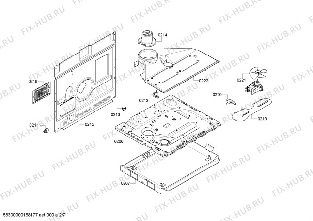 Взрыв-схема плиты (духовки) Bosch HSL421127V - Схема узла 02