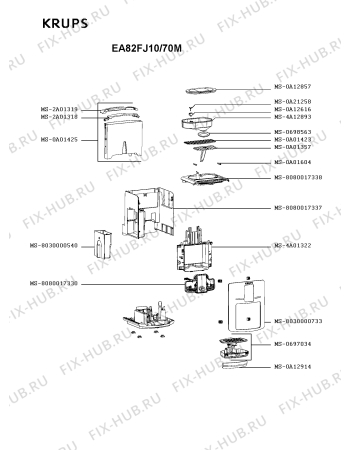 Схема №2 EA82FJ10/70M с изображением Корпусная деталь для кофеварки (кофемашины) Krups MS-8030000733
