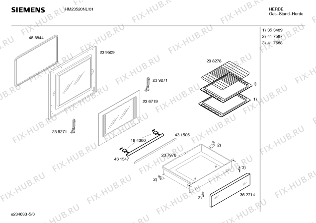 Взрыв-схема плиты (духовки) Siemens HM23520NL, Siemens - Схема узла 03
