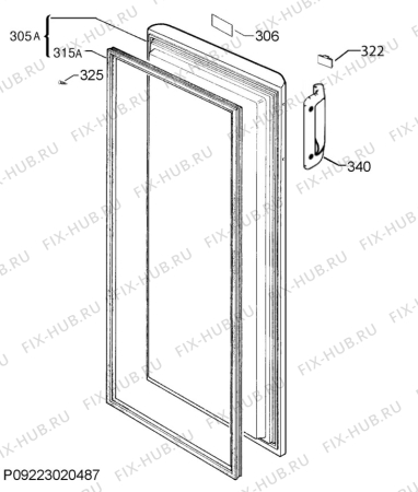 Взрыв-схема холодильника Electrolux EUE2620JHW - Схема узла Door