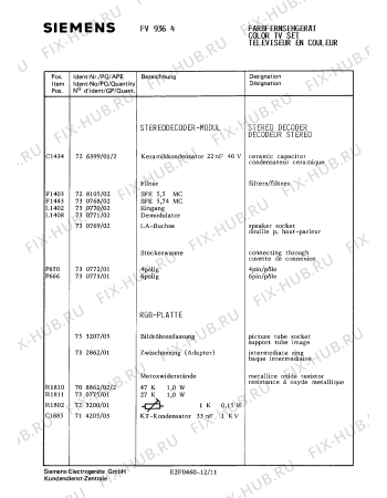 Схема №4 FC8822 с изображением Плата для телевизора Siemens 00753219