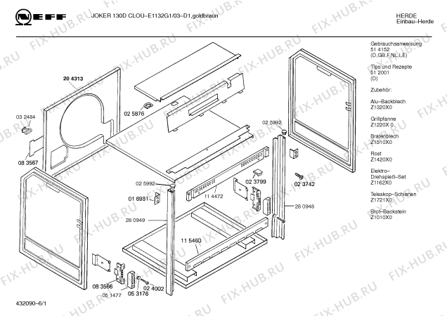 Схема №2 E1132G1 JOKER 130 D CLOU с изображением Панель для плиты (духовки) Bosch 00282058