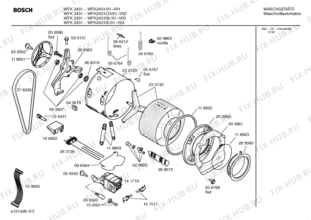 Взрыв-схема стиральной машины Bosch WFK2431NL WFK2431 - Схема узла 03