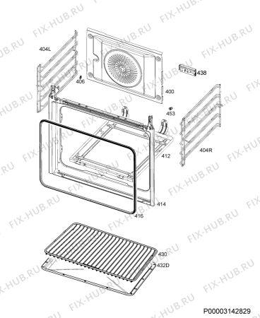 Взрыв-схема плиты (духовки) Faure FOA65802XU - Схема узла Oven