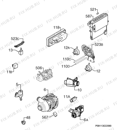 Взрыв-схема посудомоечной машины Zanussi ZDT14002FA - Схема узла Electrical equipment 268