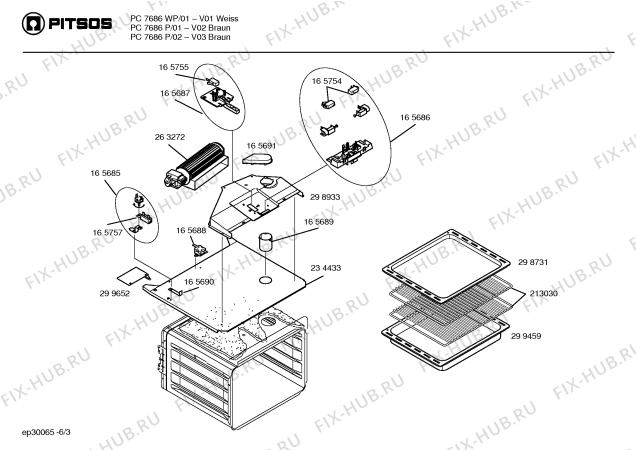 Схема №3 PC7686WP с изображением Стеклокерамика для духового шкафа Bosch 00234450