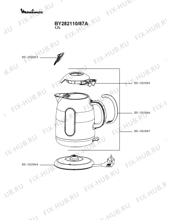 Схема №1 BY282130/87A с изображением Ручка для чайника (термопота) Moulinex SS-202066