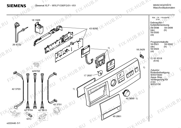 Схема №2 WXLP1330FG Siwamat XLP1330 с изображением Панель управления для стиралки Siemens 00439318