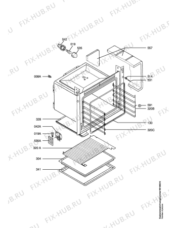 Взрыв-схема плиты (духовки) Aeg CB4000-1-M    CH - Схема узла Oven