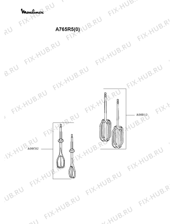 Взрыв-схема блендера (миксера) Moulinex A765R5(0) - Схема узла HP000678.5P2