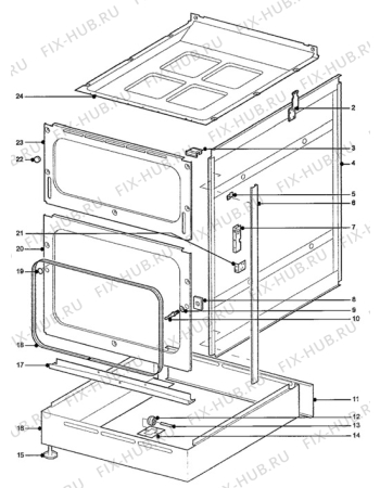 Взрыв-схема плиты (духовки) Tricity Bendix SB410WTS - Схема узла H10 Outer Frame