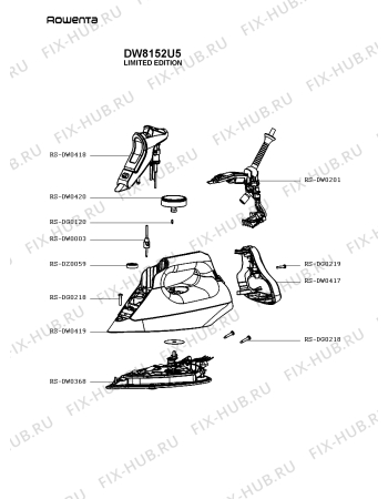 Схема №1 DW8152U5 с изображением Ручка для электроутюга Rowenta RS-DW0418