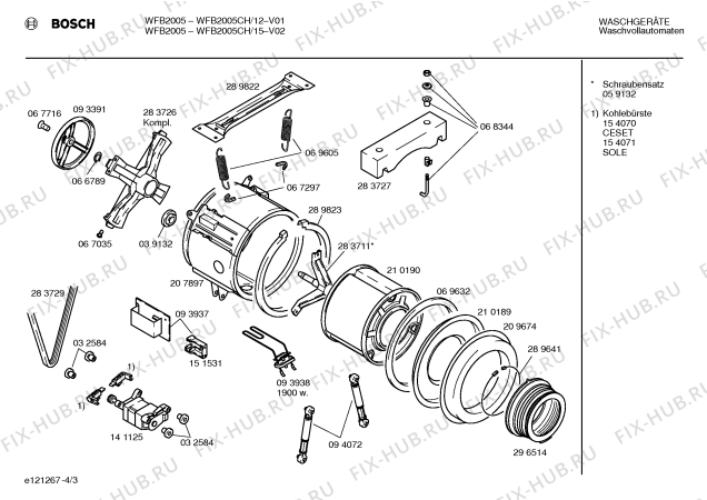 Взрыв-схема стиральной машины Bosch WFB2005CH BOSCH WFB 2005 - Схема узла 03