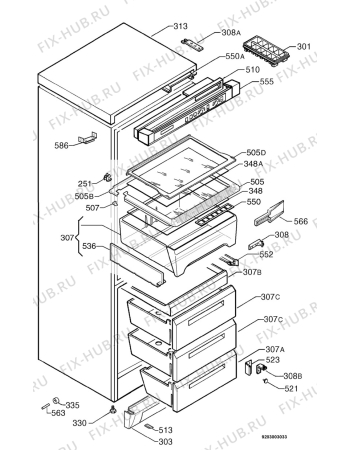 Взрыв-схема холодильника Zanussi ZK36/18ED - Схема узла Housing 001