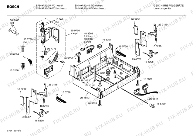 Взрыв-схема посудомоечной машины Bosch SHI49A56 Silence comfort - Схема узла 05