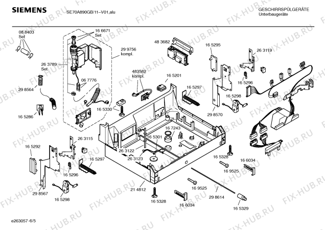 Взрыв-схема посудомоечной машины Siemens SE70A890GB - Схема узла 05