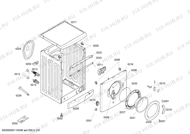 Взрыв-схема стиральной машины Bosch WFO2062FR Maxx WFO 2062 - Схема узла 02