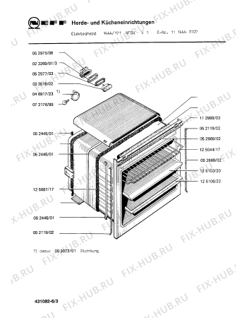 Взрыв-схема плиты (духовки) Neff 1114443707 1444/171NFGWV1 - Схема узла 03