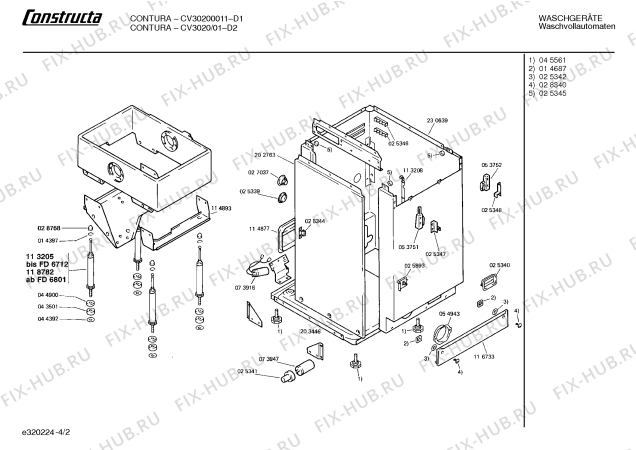 Взрыв-схема стиральной машины Constructa CV30200011 CV3020 - Схема узла 02