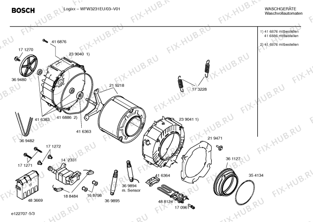 Схема №4 WFW3231EU Logixx с изображением Инструкция по установке и эксплуатации для стиральной машины Bosch 00588507