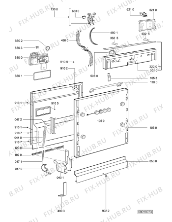 Схема №1 DWH B40 W 701.097.61 с изображением Обшивка для посудомоечной машины Whirlpool 480140101654