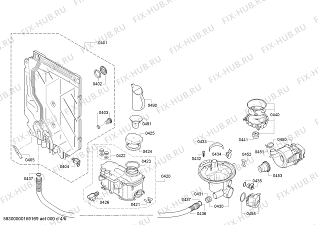 Взрыв-схема посудомоечной машины Siemens SN55L280EU - Схема узла 04
