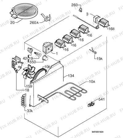 Взрыв-схема плиты (духовки) Privileg 214.029 1/6450 - Схема узла Electrical equipment 268