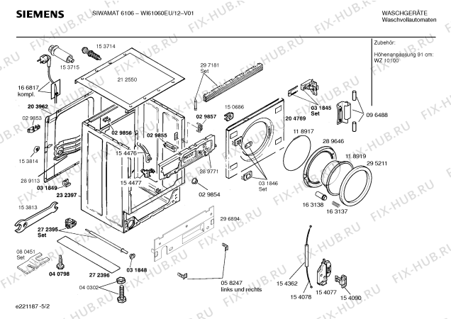 Схема №2 WI61060EU SIWAMAT 6106 с изображением Инструкция по эксплуатации для стиралки Siemens 00520021