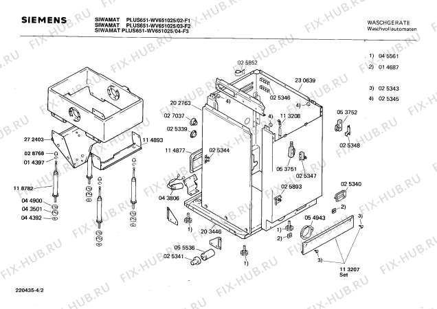 Схема №2 WV651025 SIWAMAT PLUS 651 с изображением Таблица программ для стиральной машины Siemens 00085316